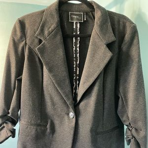 Ladie’s Christian Siriano XL gray 1-button blazer/ jacket with 3/4 sleeves.